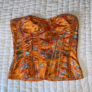Floral Print Satin Corset